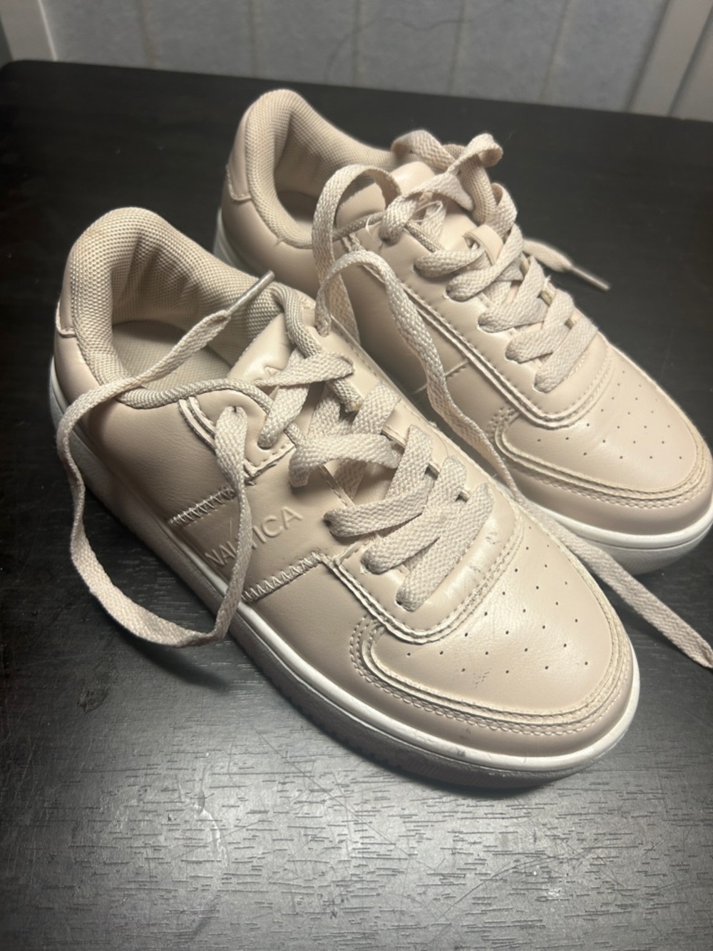 Nautica Kids Neutral Cream Lace-Up Sneakers